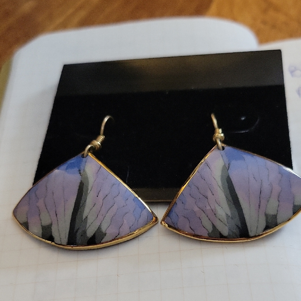Source Unknown Purple and Gold Artistic Earrings